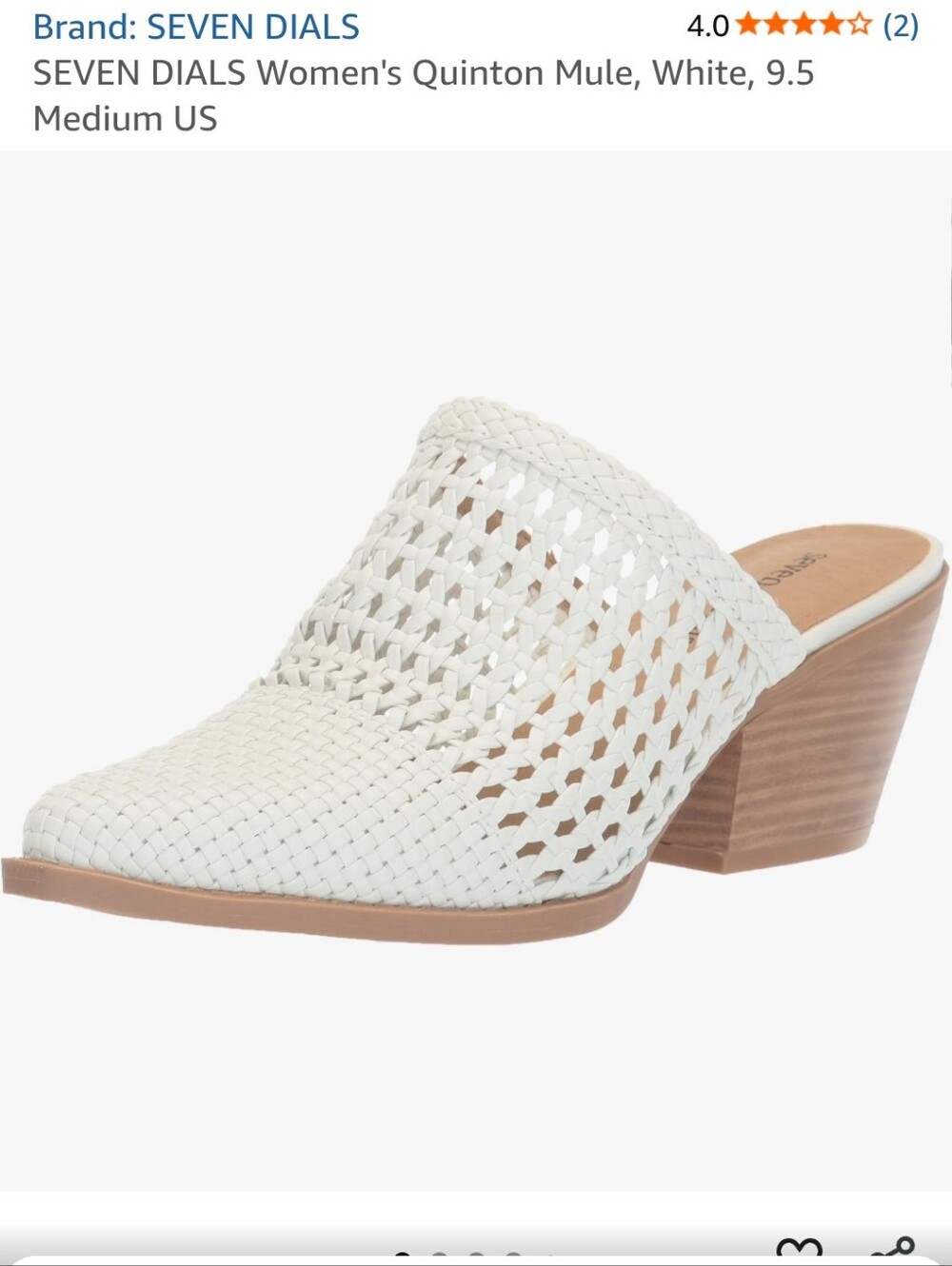 Seven Dials White Woven Leather Mule with Tan Stacked Heel
